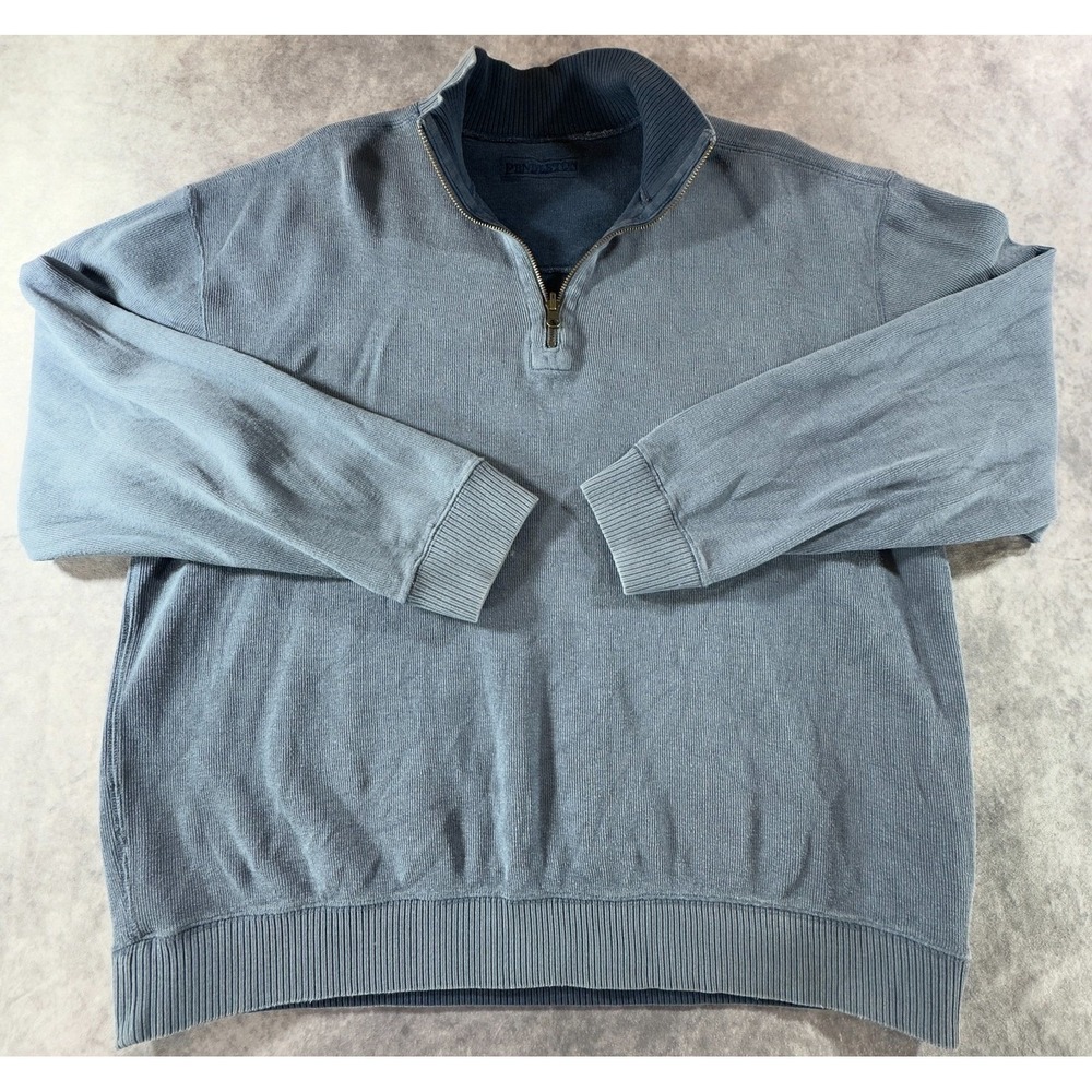 Pendleton Mens XL Quarter Zip Pullover Sweater Faded Blue Gray Rib Knit Collar